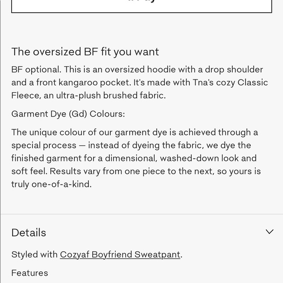 Aritzia TNA boyfriend hoodie oversized - Picture 6 of 6